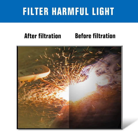 4.5 By 5.25 Inch Welding Glass Lens Pack Of 2 Hardened Glass Shield For Welding Helmets Shade 10 Darkening Filter showing filtration effect