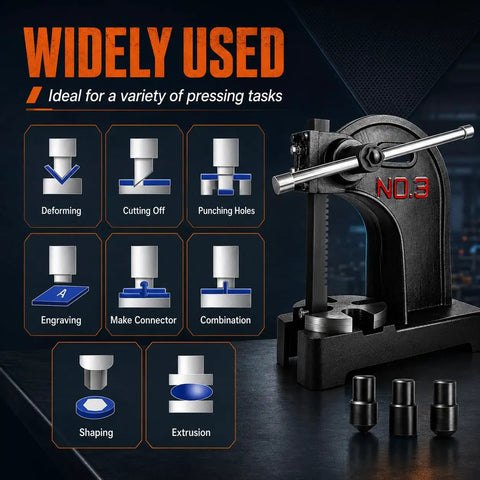 Badass Heavy Duty 3 Ton Arbor Press Featuring A Comfortable Hand Crank And Secure Ratchet Action For Swift Bench Stamping Bending And General Hardware Fixes