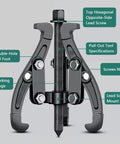 Heavy Duty Gear Puller Toolkit Knocks Out Stubborn Bearings Pulleys With 2 And 3 Jaw Extractors Built Strong. Fits Toolbox Perfectly. A Must Have For Mechanics Wanting Damage Free Removal In Your Shop Today. 2-jaw and 3-jaw carbon steel puller with lead screw