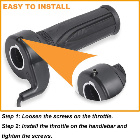 Full Twist Throttle Grip For Ebikes And EScooters With 3 Pin Waterproof Connector installed on 22mm handlebar