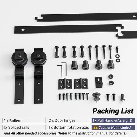 Mini Bifold Barn Door Hardware Kit 48 Inch Sliding Track For Closet And Cabinet components shown in close-up