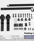 36 Inch Mini Bifold Barn Door Hardware Kit For Closet And Cabinet Sliding Track System with all components shown.