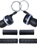Pair Of Twist Grip Gear Shifters 3x7 Speed DIP Compatible For Mountain Bike Upgrade Kit Plus Grippy Non Slip Rubber Handlebar Grips