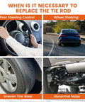 6 Piece Front Tie Rods Kit With Inner And Outer Tie Rod Ends And Boots Replacement For Cadillac Escalade ESV EXT Tahoe Suburban Silverado Sierra Yukon XL 1500 Chevy GMC Direct Fit Upgrade showing tie rod wear signs