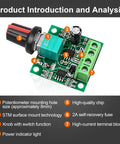 2 Pack Pwm Speed Controller For Low Voltage Dc Motors With Adjustable Driver Switch And Knob 1.8V To 12V Settings 2A 30W
