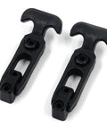 Two black plastic T-handle boat hatch latches with mounting holes, 4.3 x 2 in