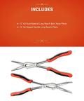 Two Piece Long Nose Pliers Set with Straight and Bent Tips, Dual Material Grips, Long Reach Design, Ideal for Tight Spaces