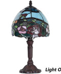 Rose Flower Tiffany Style Stained Glass Table Lamp with 8 Inch Wide Lampshade and 15 Inch Tall Red Finish, Light Off