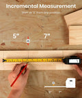 Go-To Smart Digital Laser Tape Measure 3-In-1 Tool With 131ft Laser And 16ft Tape, Quick Switch Between Laser And Tape, App Sync With Smart Life For Easy Projects And Precise Measurements, showing incremental wood measurement