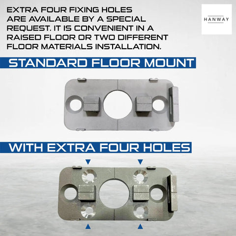 Heavy Duty Door Closer And Hidden Pivot Hinges With Stainless Steel Shaft For Wood And Metal Doors Self Closing Quiet operation with floor mount and extra holes shown.