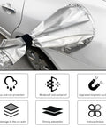 Heavy Duty Universal EV Charger Plug Port Cover, Slick Waterproof Weatherproof Bag For Your Ride, Rock Solid Guard Against Snow Slush And Road Grime, Keeps Charging Plugs Dry And Secure All Season Long, Silver attached to a car.