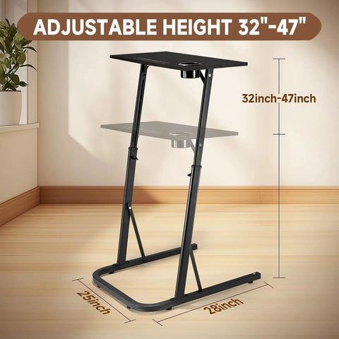 Adjustable Treadmill Desk With Walking Pad Stand For Home Office And Bike Trainer, height adjustable from 32" to 47"