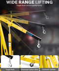 Heavy-Duty 2 Ton Hydraulic Engine Hoist And Cherry Picker Crane With 6 Locking Casters, durable tough hook and hydraulic cylinder details.