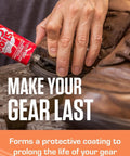 Person applying Heavy Duty Shoe Patch Glue For Fast Repairs On Leather, Rubber, And Fabric Kicks for waterproof adhesive.