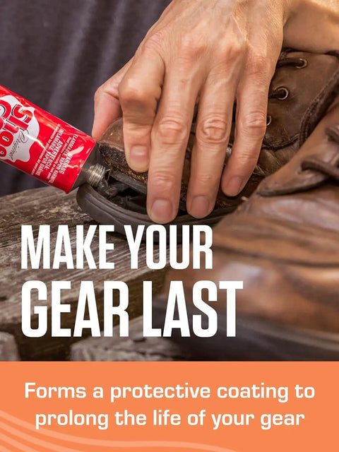 Person applying Heavy Duty Shoe Patch Glue For Fast Repairs On Leather, Rubber, And Fabric Kicks for waterproof adhesive.