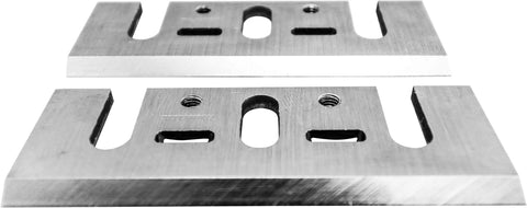 Two Pack 3.25 Inch High Speed Steel Planer Blades For 3.25 Inch Planers With Reversible Edges displayed on white background
