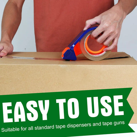 Person sealing box with Heavy Duty Clear Packing Tape For Shipping And Moving, 12 Rolls Of Thick, Super Sticky Sealing Tape, 1.88 Inch Wide