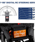 Front schematic view of HobbyPark 35KG waterproof metal-gear digital RC steering servo with horn.