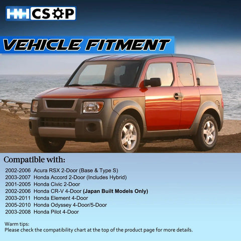 Honda CR-V with Honda Left Front Driver Side Power Door Lock Actuator Replacement For CR V Civic Accord Element Odyssey Pilot RSX 2001 Through 2011 Fits Two Door Cars compatibility details.