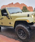 Side view of Jeep with 16 Inch Jeep Antenna Upgrade For 2007-2026 Wrangler JK JL JKU JLU Gladiator JT Bolt On Replacement Exterior
