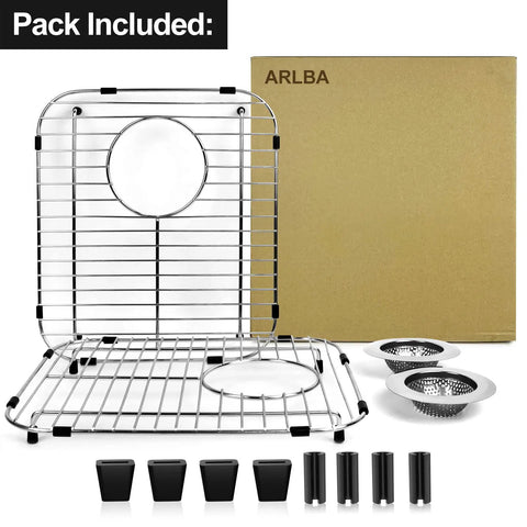 Two Pack 304 Stainless Steel Sink Grids For Rear Drain Sinks Built To Last Durable Kitchen Sink Protectors with strainers