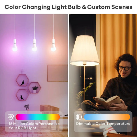 Latest L4 WiFi Smart LED Bulb Dimmable RGBW A21 850 Lumens E26 60W Equivalent 9.5W 2200K To 7000K Color Temperature in living room
