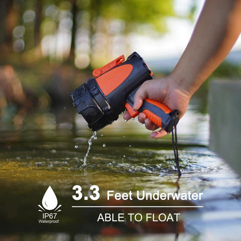 Rechargeable Waterproof Spotlight Up To 4500 Lumens Handheld Beast Mode Searchlight held underwater by a hand