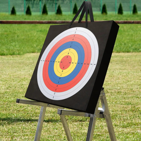 20 Inch Square Archery Target With Rope Handle Lightweight High Density EVA Foam Practice Target For Curved Longbows Easy Arrow Removal Safe For Broadheads Backyard And Outdoor Shooting.