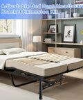 No More Floor Bounces Or Pesky Squeaks With These Adjustable Headboard Brackets And Universal Bed Foot Extenders For Steel Frames Quick Setup Twin Full Queen King Ready Solid Grip Guaranteed showing adjustable bed base with headboard bracket.