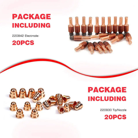 20Pcs Electrode And 20Pcs FineCut Tip Nozzle Set For Powermax 65 85 105 Plasma Cutter Hand And Machine Torch