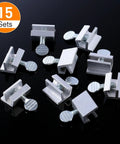 15 Pack Sliding Window Locks With Keys, Easy Install No Tools Needed, shown in silver aluminum with screws on black background