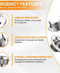 2 Piece Spring Steel Push On Pushnut Cap Stud Five Eighth Inch Axle Fastener With Zinc Finish For Rolling Bins Lawn Wagons And Hand Trucks A Tough Cotter Pin Replacement features