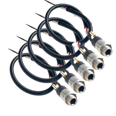 5 Pack 3.5Mm Stereo Audio Jack Connectors Panel Mount Replacement Cables For Headsets with black wire and metal connectors