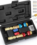 AC Valve Core Remover Tool Kit With Quick Release For R134a And R1234yf Compatible With Standard And JRA Couplers in open case