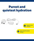 Viva Pet Fountain Replacement Pump Ultra Quiet Hydration Booster Backup Pump with cord and plug, LED indicator visible.