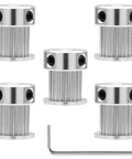 GT2 20 Tooth Aluminum Timing Pulleys Set 5 Pieces 5mm Bore Fits 10mm Belt Width Synchronous Wheel Gear For 3D Printers