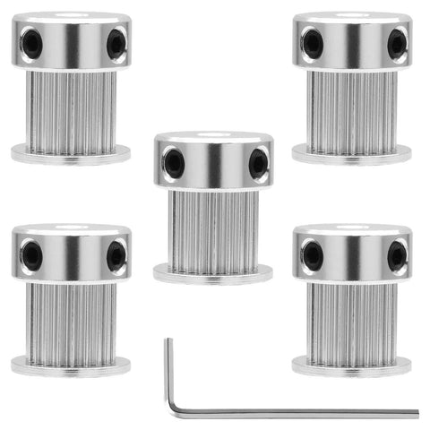 GT2 20 Tooth Aluminum Timing Pulleys Set 5 Pieces 5mm Bore Fits 10mm Belt Width Synchronous Wheel Gear For 3D Printers