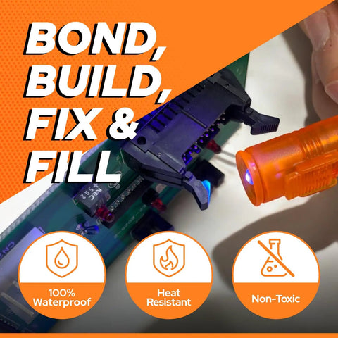 Quick Fix Uv Glue Kit With Curing Light For Plastic Welding And Multi Material Repair Ideal For Jewelry Making And Epoxy Resin Crafts rapid adhesive fixing a circuit board with UV light.