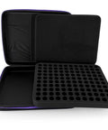 120 Bottle EVA Essential Oil Storage Case With Foam Insert Hard Shell Travel Organizer Bag open showing foam slots.