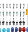 33 Piece Car AC Valve Core Kit DIY Friendly With High And Low Pressure Caps Valve Stem Cores Removal Tool And R134A R12 Compatible AC Tools, showing assorted valve cores, caps, and tool.