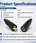 3 Pack LC40 Welding Leads Quick Connector Set For Secure Weld Cable Connections With Male And Female Quick Connectors
