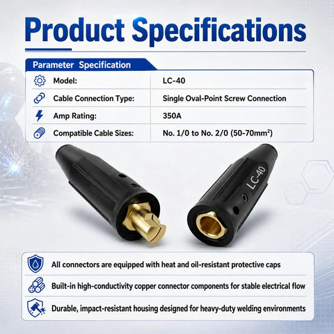 3 Pack LC40 Welding Leads Quick Connector Set For Secure Weld Cable Connections With Male And Female Quick Connectors