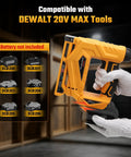 Tough As Nails Two In One Cordless Nailer And Brad Nailer Combo with DeWalt battery compatibility shown in use.