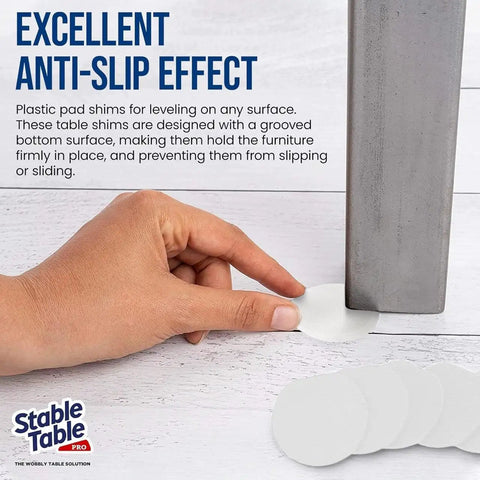 Clear Circular Table Leg Wedges For Wobble Free Furniture Non Slip Rubber Levelers placed under table leg