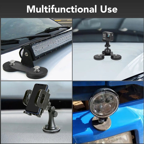 12 Pack Rubber Coated Neodymium Threaded Mounting Magnets With Full Hardware shown in various mounting applications for versatile use.