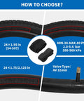 Foldable Mountain Bike Tire Twin Pack 24x1.95 And 26x1.95 Replacement Tires With Grippy Puncture Resistant Tubes 24x1.75 To 2.125 chart