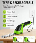 Cordless Grass Shear And Shrubbery Trimmer Two In One Handheld Electric Tool with Type C cable during charging