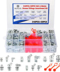 Grease Fittings Kit 290 Piece Assortment SAE And Metric Zerk Fittings Straight 45 And 90 Degree Angles With Caps in box