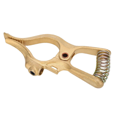 Close-up of Beefy Heavy Duty Brass Ground Clamp for Earth Electrode Holder, showing premium conductivity and oxidation resistance material.
