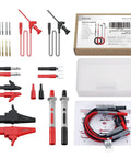 Electrical Multimeter Test Lead Kit 24Pcs with test extensions, probes, alligator clips, banana and spade plugs, organized display.